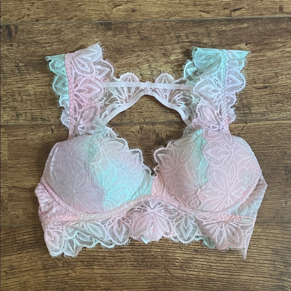 NWOT PINK Victoria's Secret Multicolor Pastel Lace Date Push Up Bralette